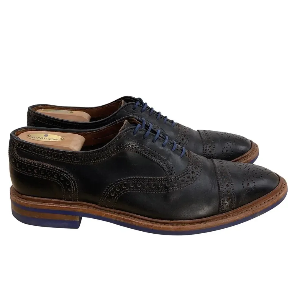 Allen Edmonds Shoes Mens 10.5D Strandmok Wingtip Brogue Dress Oxfords Blue Sole